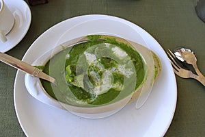 Rajasthan food: mutton in spinach gravy