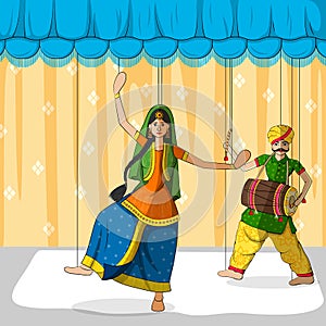 Rajasthani Puppet doing Bhangra folk dance of Punjab, India