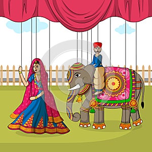 Rajasthani Puppet in Indian art style