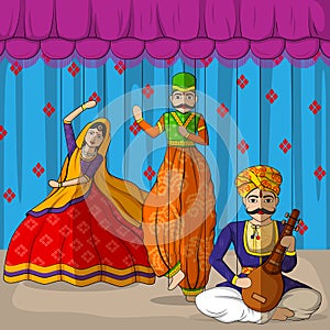 Rajasthani Puppet in Indian art style