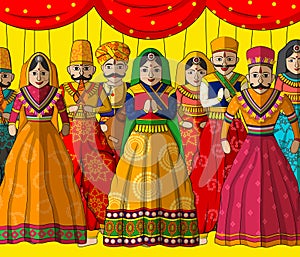 Rajasthani Puppet in Indian art style