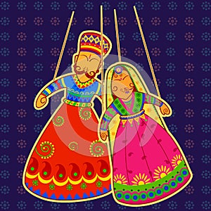 Rajasthani Puppet in Indian art style