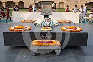 Rajghat, New Delhi. Memorial at Mahatma Gandhis body cremation place, Delhi