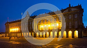 The Rajoy Palace (Palacio de Rajoy) in night. Santiago de Compo photo