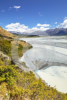 Rakaia River scenery in south New Zealand