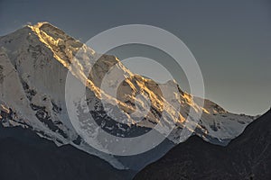 Rakaposhi peak 7788m from Hunza Valley, Gilgit Northern Pakistan. Passu region