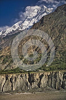 Rakaposhi peak 7788m from Hunza Valley, Gilgit Northern Pakistan. Passu region