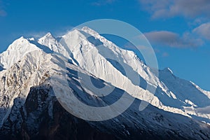 Rakaposhi snow mountain peak at Hunza valley, Gilgit Baltistan, photo
