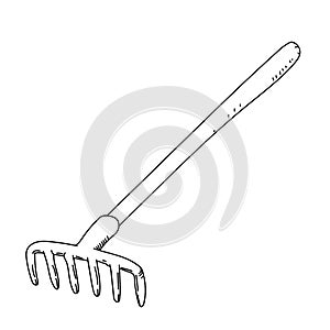 Rake isolated on white background-Hand drawn Vector Illustration