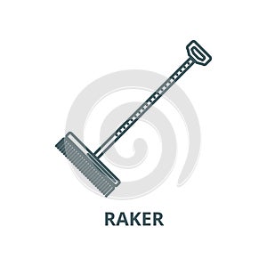 Rake,raker vector line icon, linear concept, outline sign, symbol