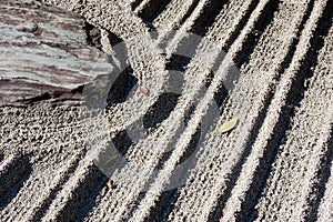 Raked gravel in a Zen garden, Kyoto
