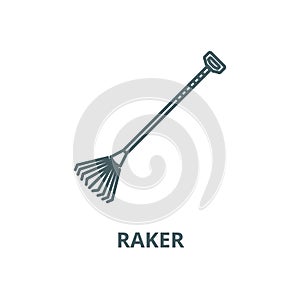 Raker vector line icon, linear concept, outline sign, symbol