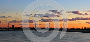 Rakoczi bridge in Budapest at dusk