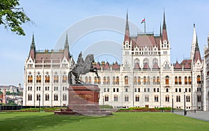 Rakoczi Ferenc monument in front of Hungarian Parliament Building, Budapest, Hungary