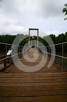 Raksamae Bridge , long wooden bridge in Tambon Noen Kho, Amphoe Klaeng, Chang Wat Rayong