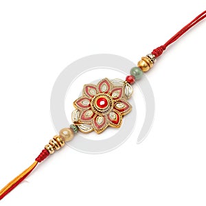 Raksha Bandhan Decorative Rakhi Isolated on White Background photo