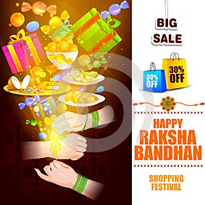 Raksha bandhan shopping Sale promotion background for Indian festival