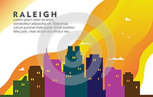 Raleigh North California City Building Cityscape Skyline Dynamic Background Illustration
