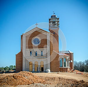 Raleigh North Carolina USA March 04 2017 Construction of Holy Name of Jesus Cathedral