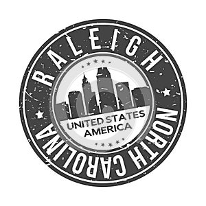 Raleigh North Carolina USA Stamp .Logo Icon Symbol Design Skyline City Vector.