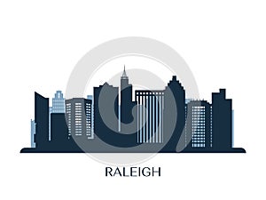 Raleigh skyline, monochrome silhouette. photo