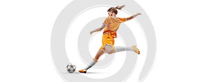 Ralistic silhouette of football soccer player woman in action isolated white background. illustration