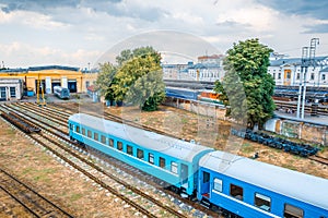 Raliway carriages near the depot at Gomel.
