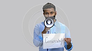 Rally activist against censorship.