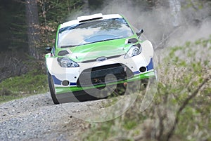 Rally car in action