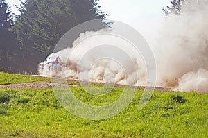 Rally car on a dirt road