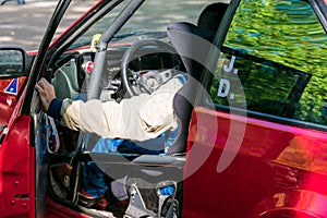 Rally car driving position detail