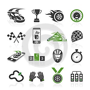 Rally icon set, sports icons