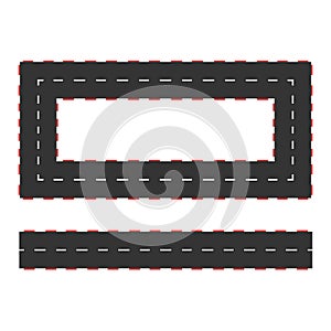 Rally line track road border karting. Race lane formula marking circuit