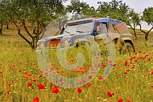 Rally of off-road vehicles, 4x4, through the south of Spain.