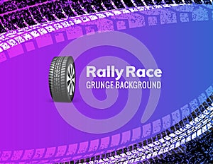 Rally race grunge tire dirt car background. Offroad wheel truck vehicle vector illustration