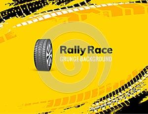 Rally race grunge tire dirt car background. Offroad wheel truck vehicle vector illustration