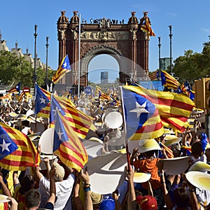 rally in support for the independence of Catalonia in Barcelona, Spain