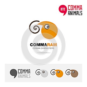 Ram animal concept icon set and modern brand identity logo template and app symbol based on comma sign