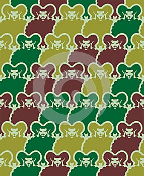 Ram Army Pattern seamless. Sheep Military texture. Farm animals Soldier Protective Camouflage Background