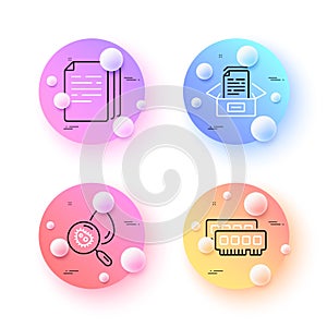Ram, Copy documents and Documents box minimal line icons. For web application, printing. Vector