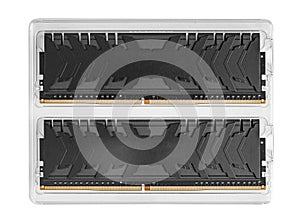 Ram DDR4 memory modules isolated on a white background.