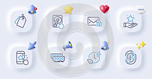 Ram, Fingerprint and Loyalty program line icons. For web app, printing. Vector