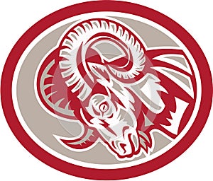 Ram Goat Head Side Circle Retro