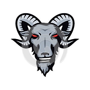 Ram Goat Sheep Head Mascot Logo, Stylizing Goat`s head isolated on white