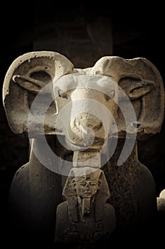 Ram headed Sphinx sculpture, Karnak, Egypt.