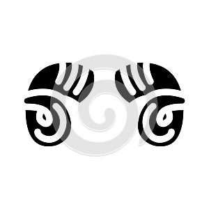 ram horn animal glyph icon vector illustration