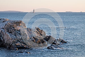 Ram Island Ledge Lighthouse at Sunrise at the North Entrance to
