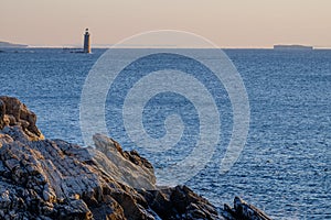 Ram Island Ledge Lighthouse at Sunrise at the North Entrance to