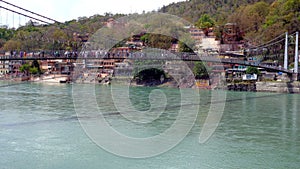 Ram jhula over Ganga river in Rishikesh