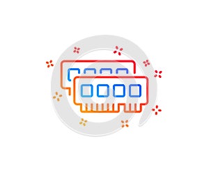 Ram line icon. Computer random-access memory component sign. Vector
